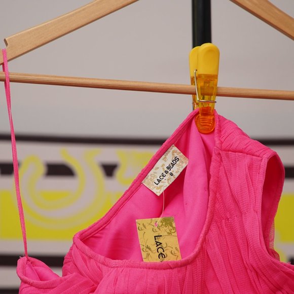 Lace and Beads Aria Maxi Neon Pink Size 4 (8 in the UK) - Picture 5 of 7